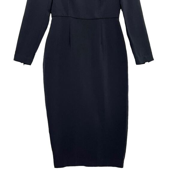 Sergio Hudson x Target Sheath Midi Dress Sz XS Black Stretch Shoulder Pads Slit - Picture 5 of 12